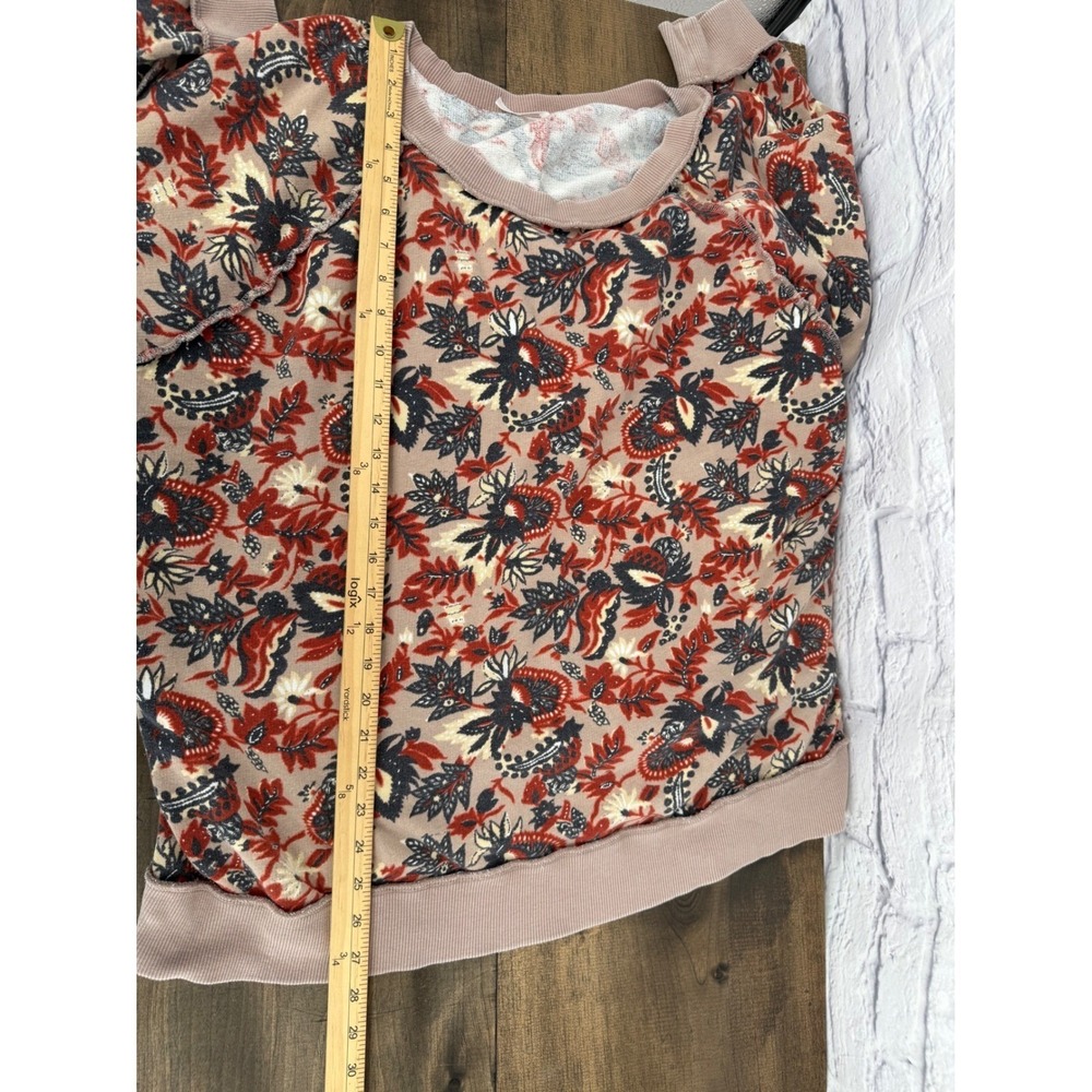 Free People Go On Get Floral Pullover French Terry Sweatshirt Mauve Red Boho S - Picture 8 of 8